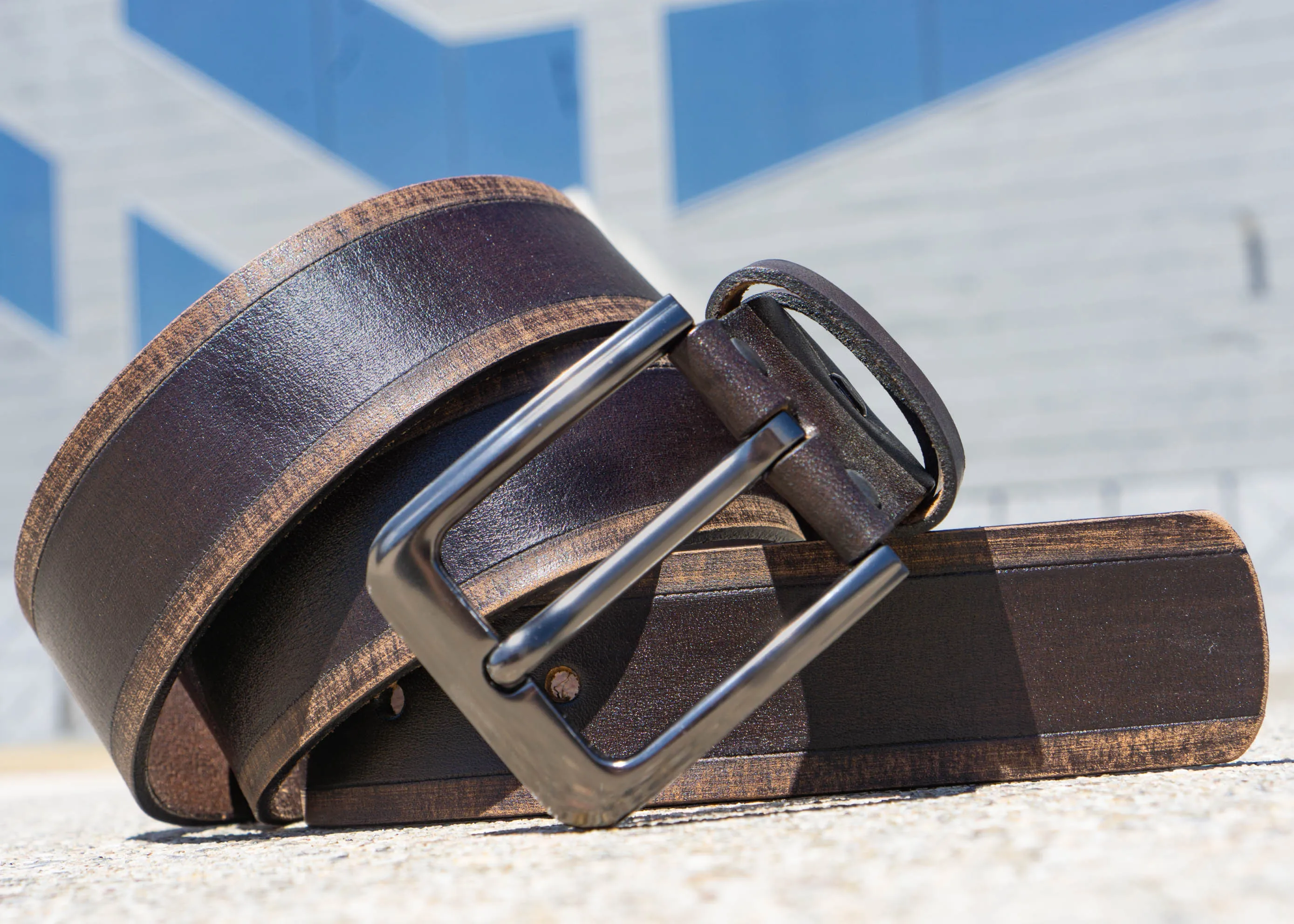 Men’s Leather Belt "History" | Handmade | Vintage Brown