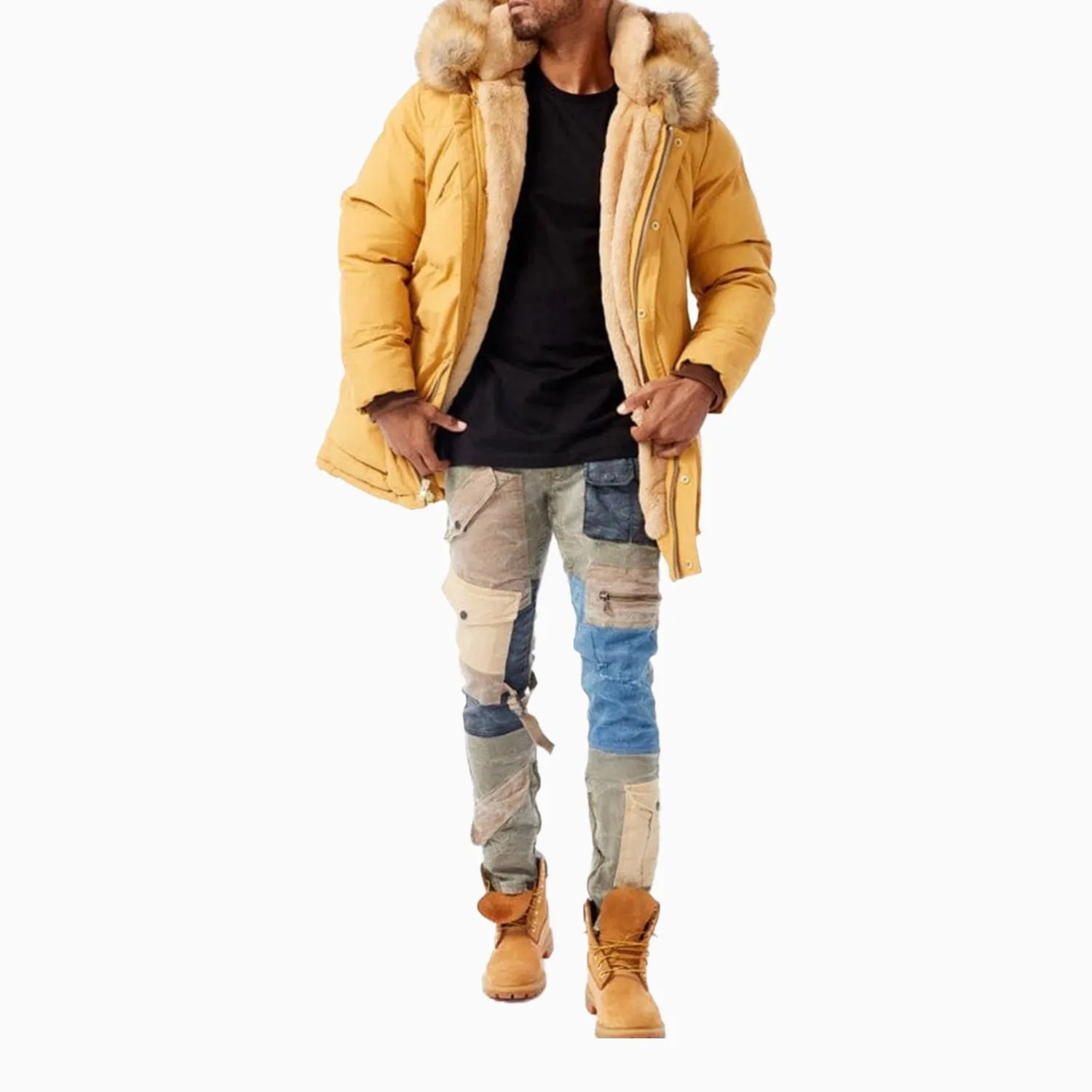 Men's Puffer With Faux Fur Jacket