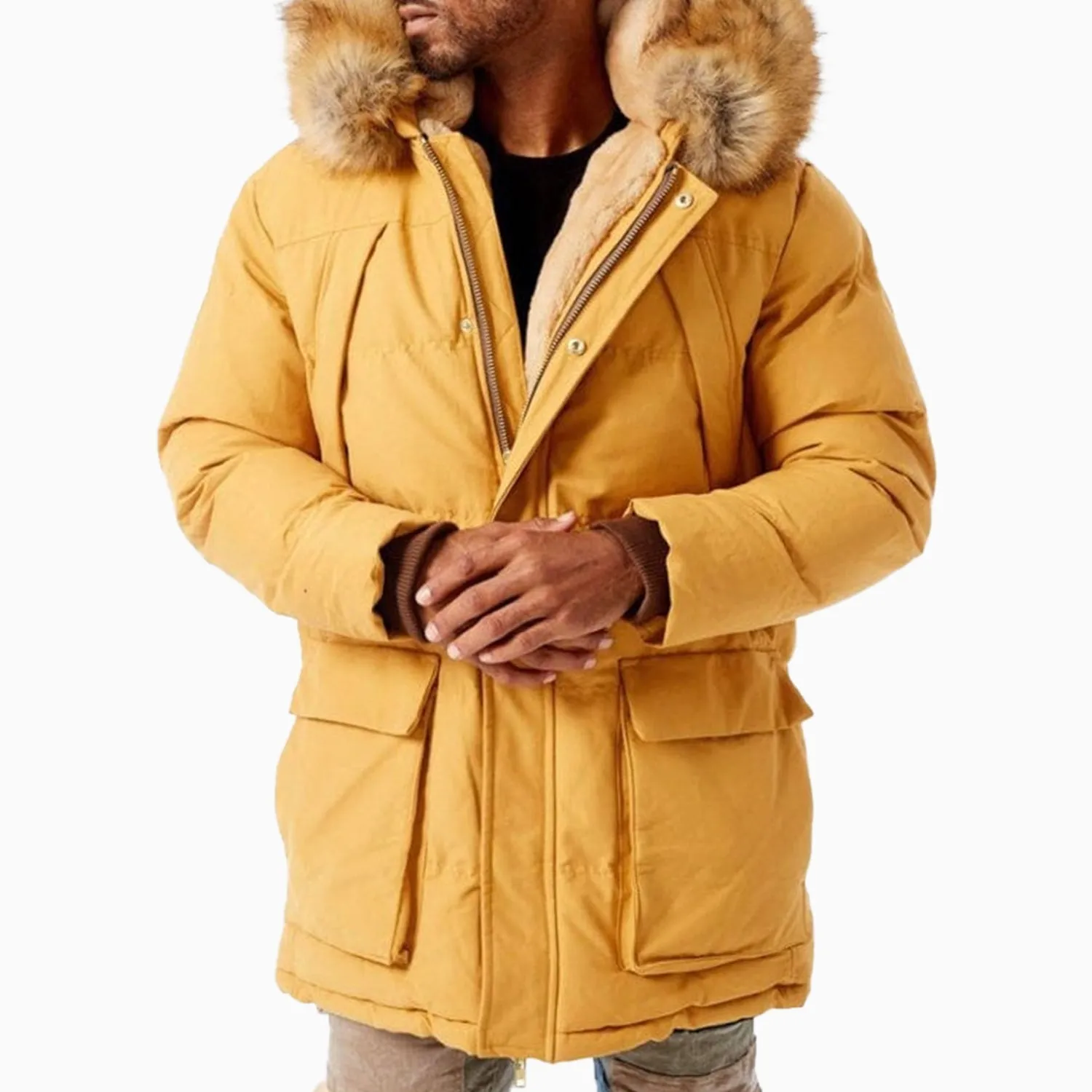 Men's Puffer With Faux Fur Jacket