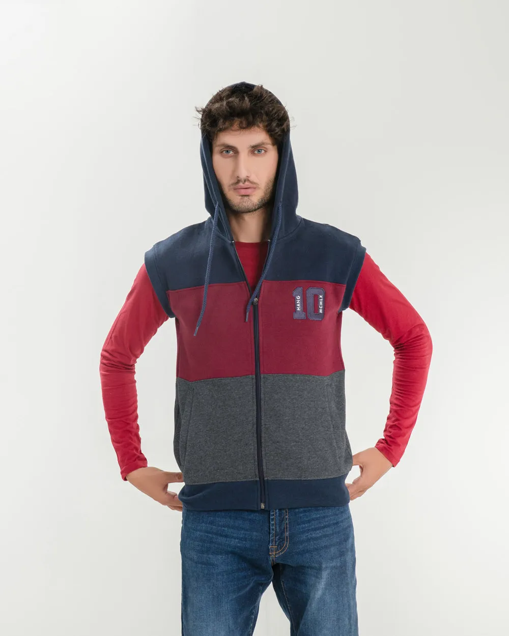 Men's Sleeve Less Zipper Hood