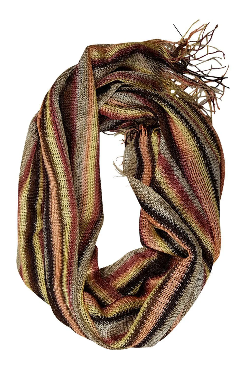 MISSONI Orange Label Pink Brown Yellow Striped Scarf (70)