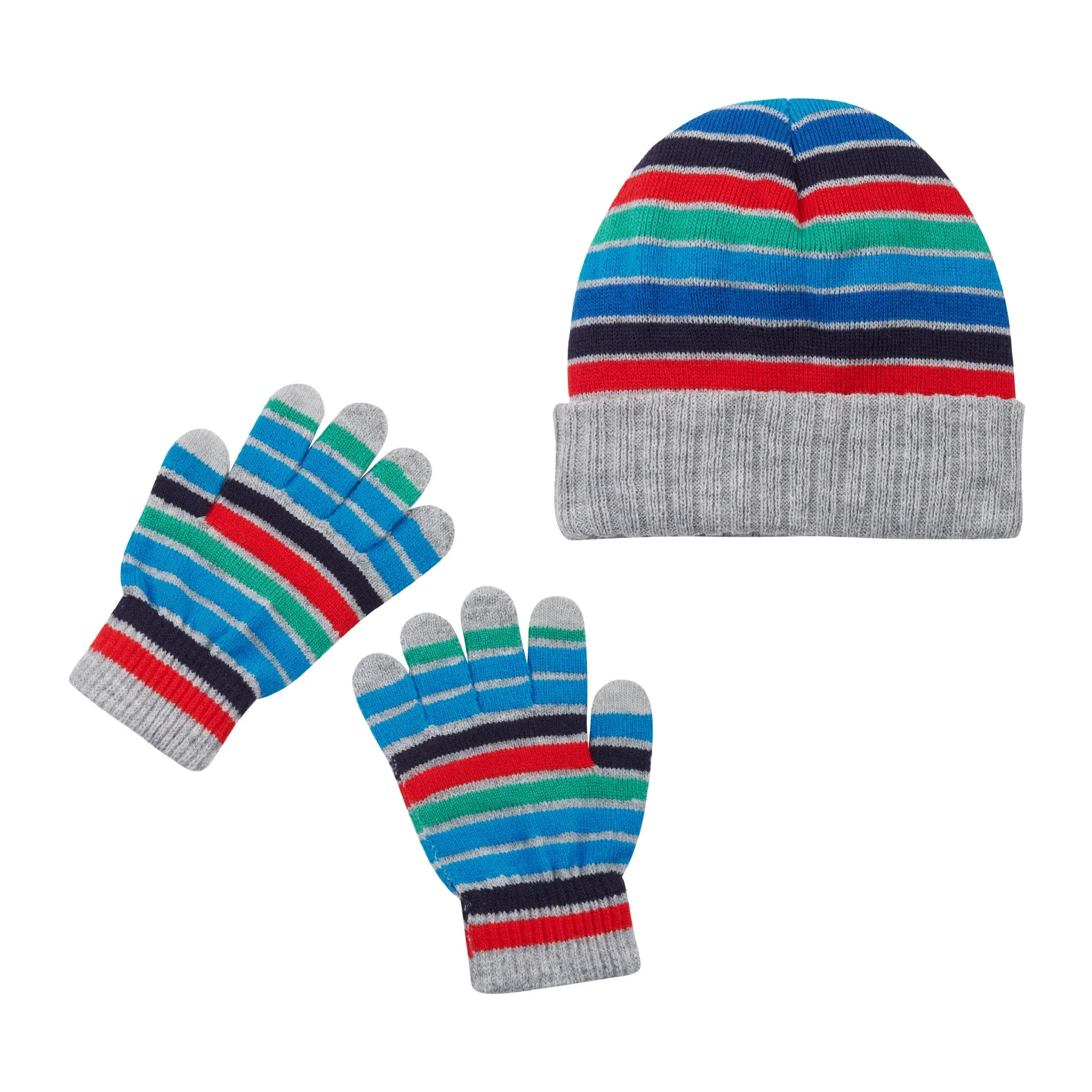 Multi Stripe Winter Hat & Glove Set