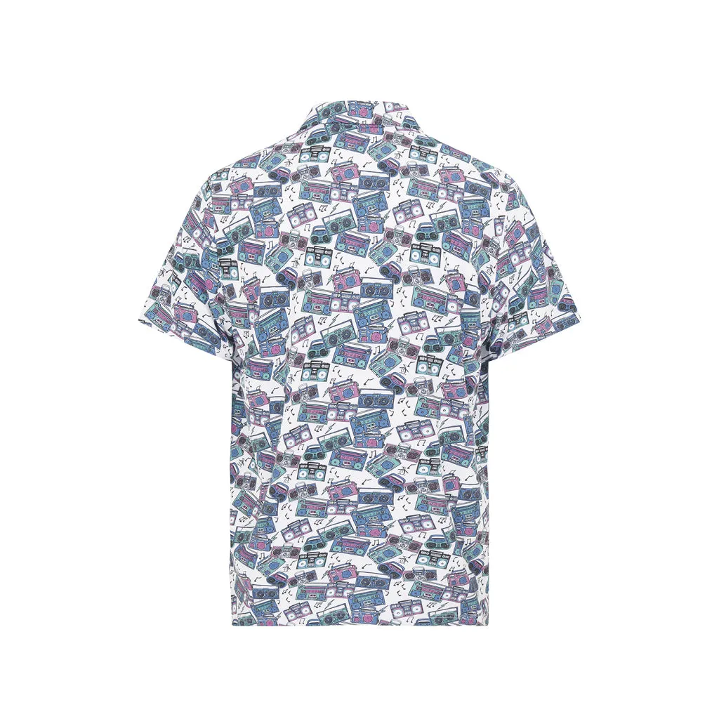 ORIGINAL PENGUIN HERITAGE BOOMBOX PRINT POLO BRIGHT WHITE