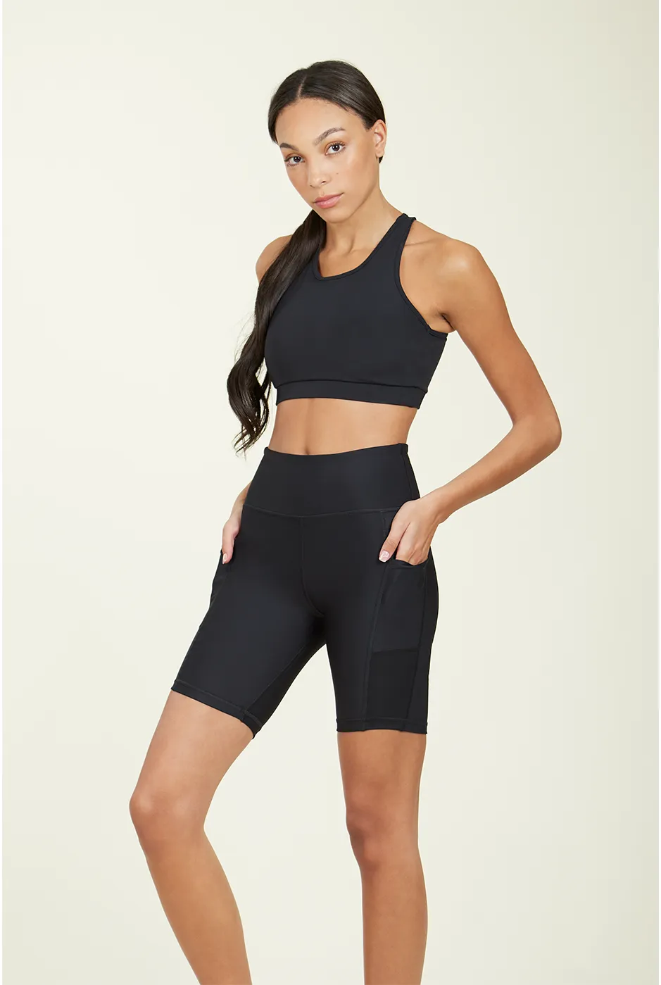 Over-Time Recycled Poly Biker Shorts in Black