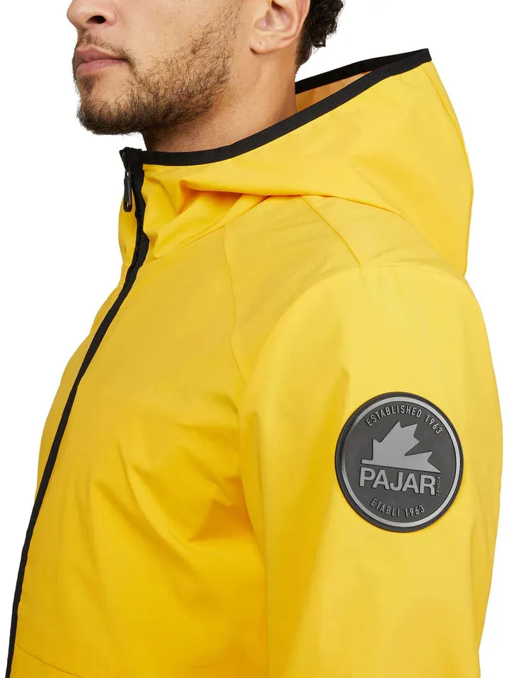 Pajar Mens Benton Packable Rain Jacket with Fix Hood and Shirtail Hem - GOLDEN