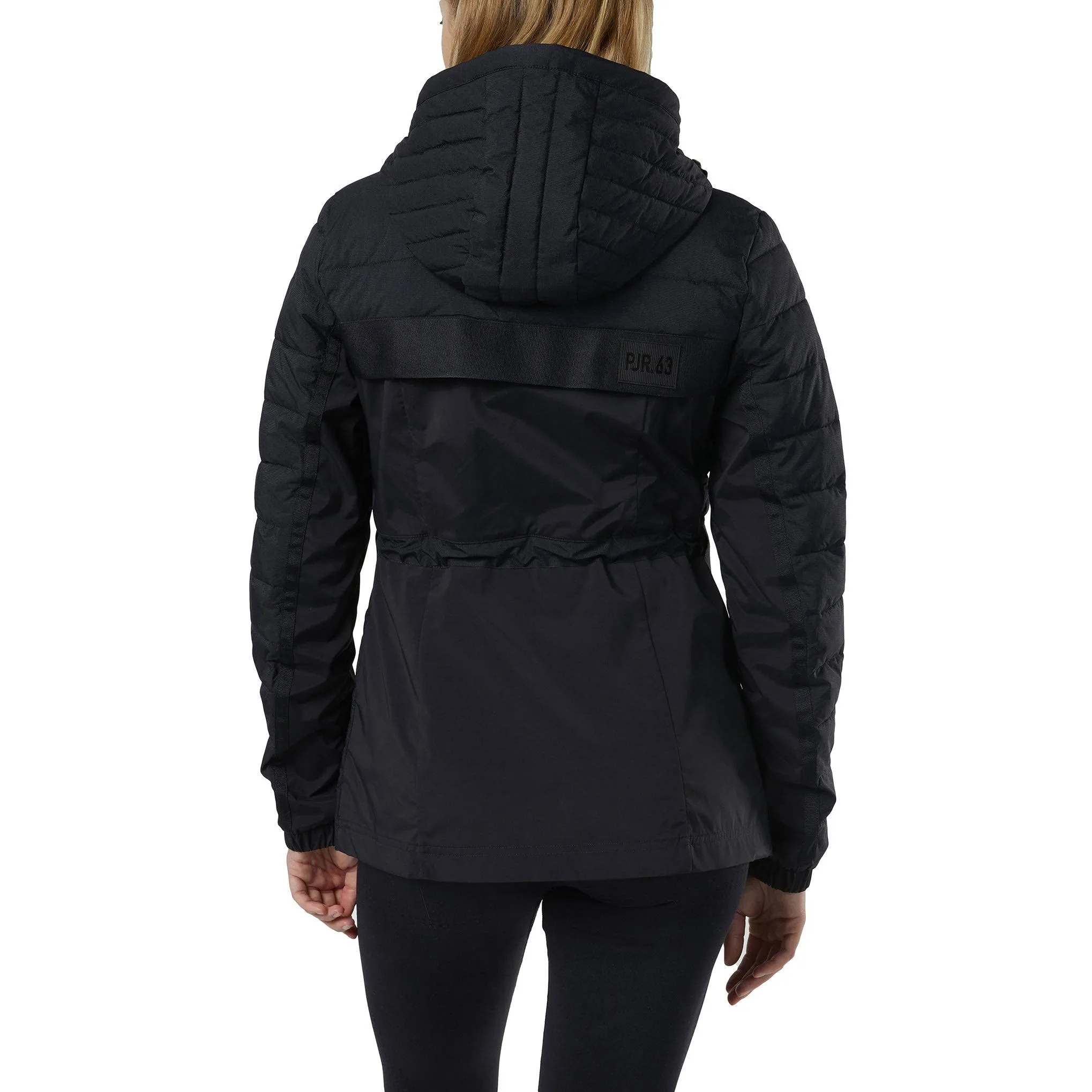 Optimize the title of this e-commerce product to: Black Pajar Womens Lightweight Packable Corella Hooded Puffer Jacket