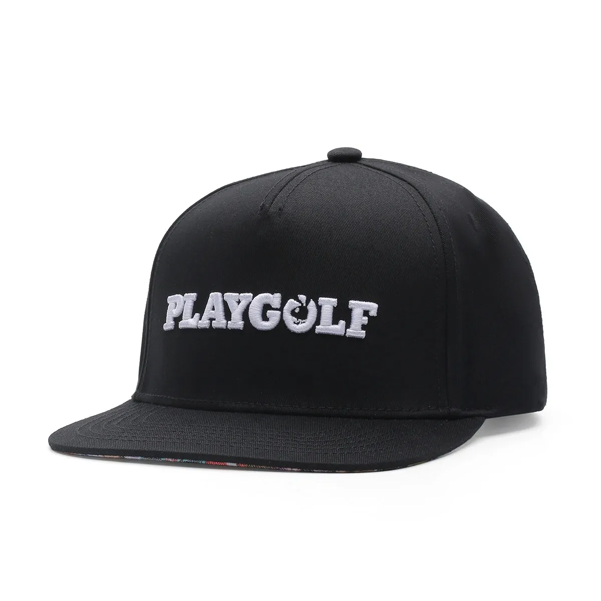 PlayGolf Black SnapBack Golf Hat - Flat Brim