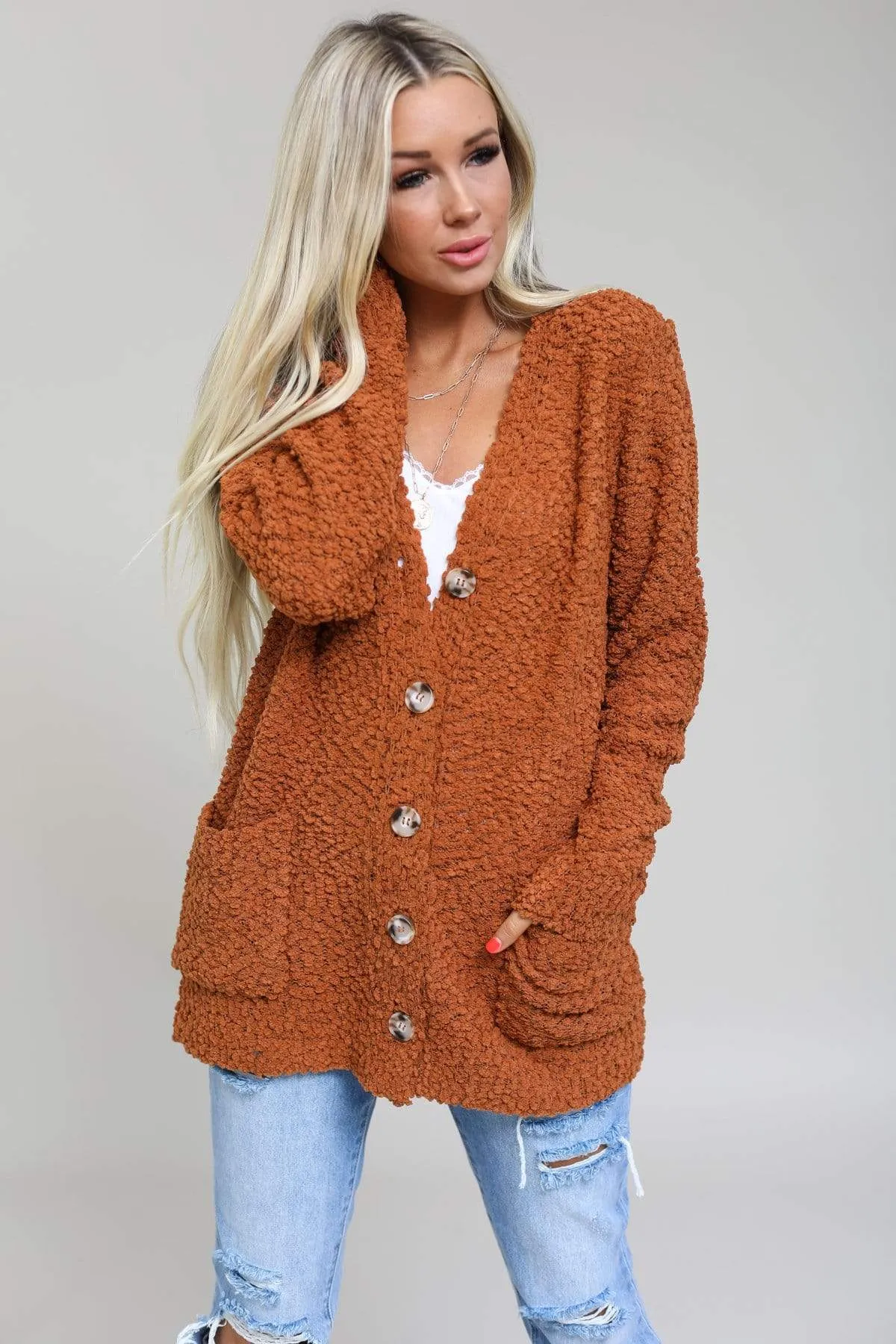 Popcorn Button Down Cardigan