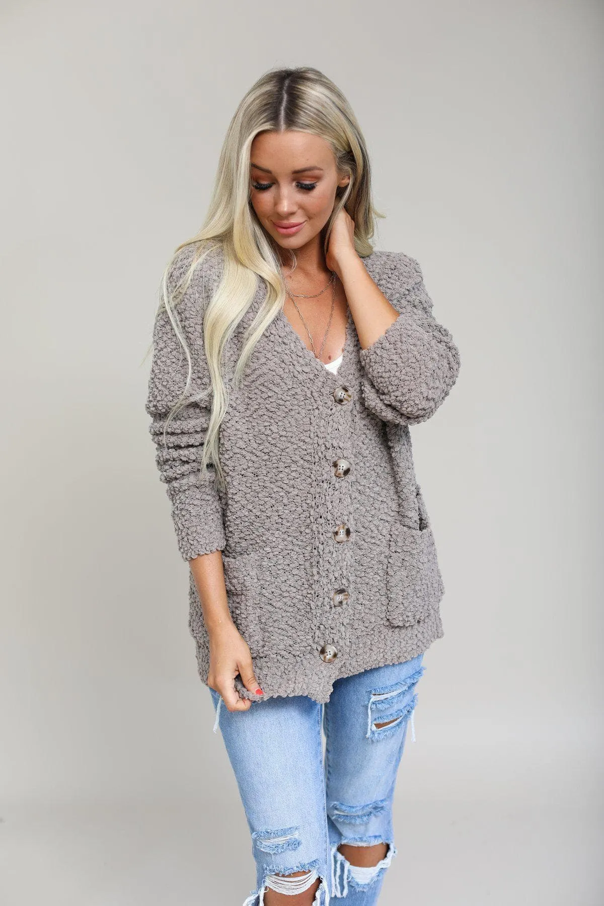 Popcorn Button Down Cardigan