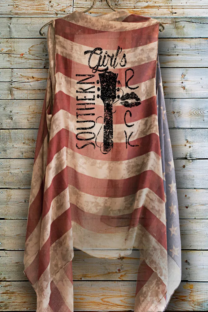 "Southern Girl's Rock" Vintage American Flag Vest