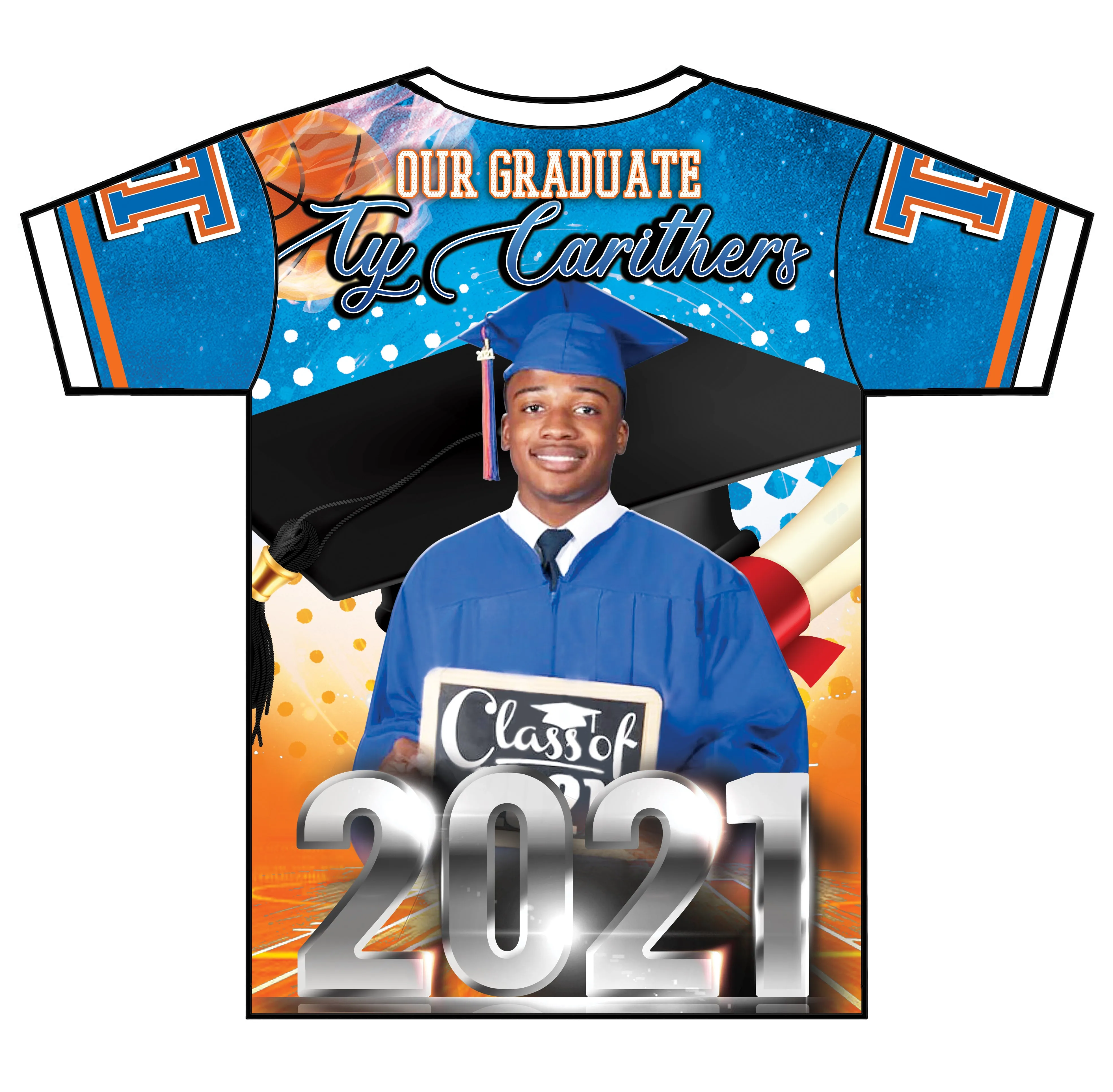 "Ty Carithers" Custom Designed Graduation 3D shirt