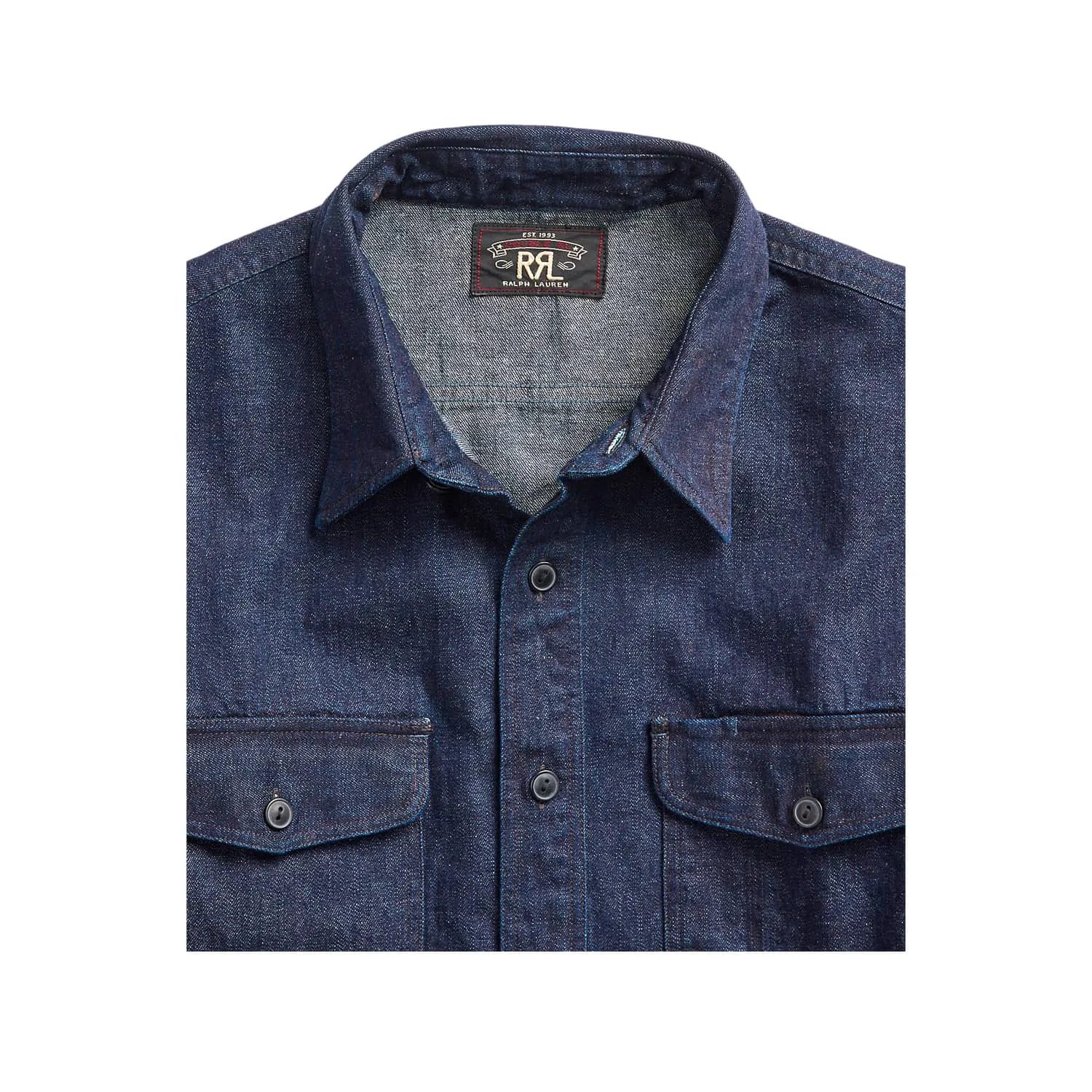 RRL Indigo-Cotton Linen Denim Workshirt Rinse Wash