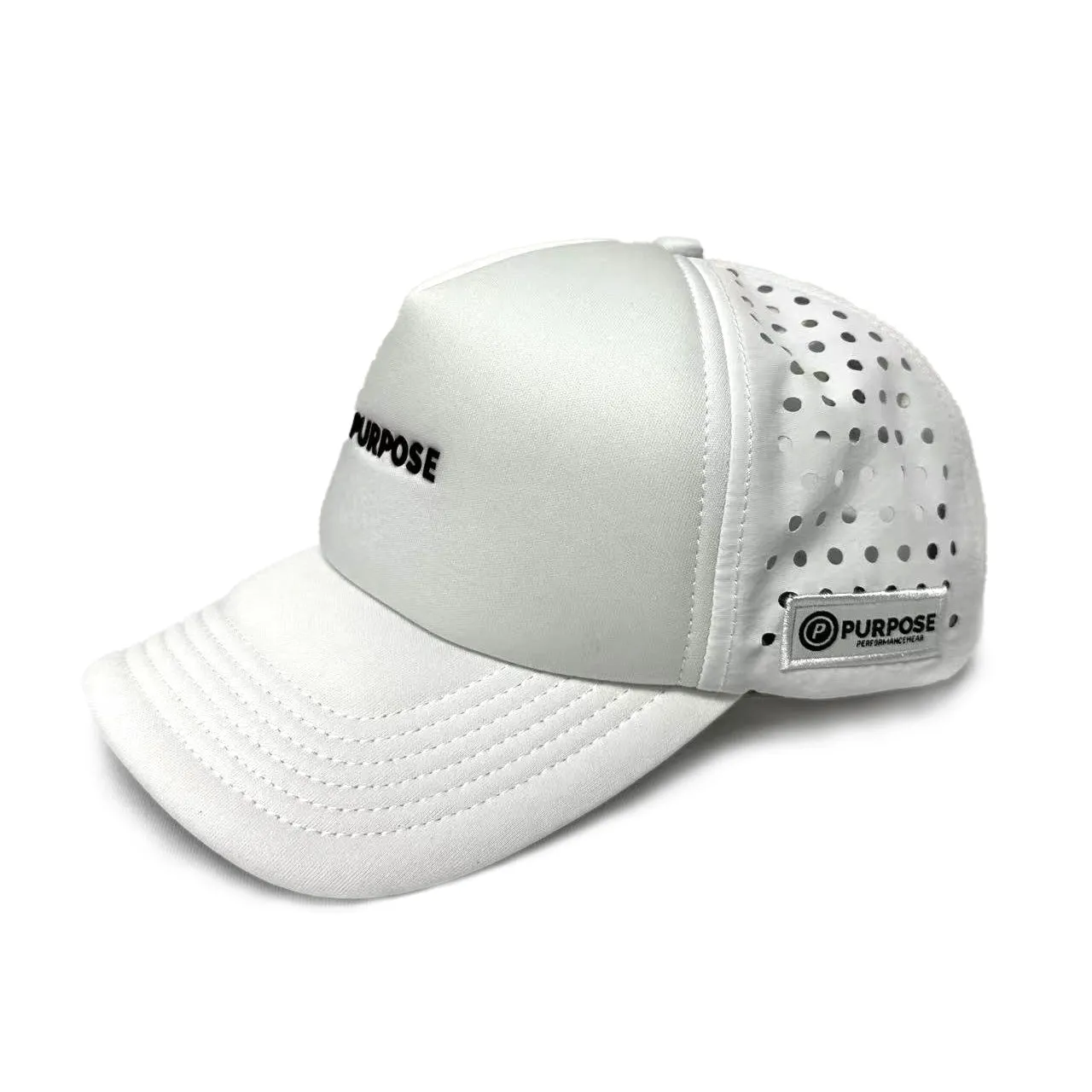 Running Trucker Cap Snapback Laser-Cut White