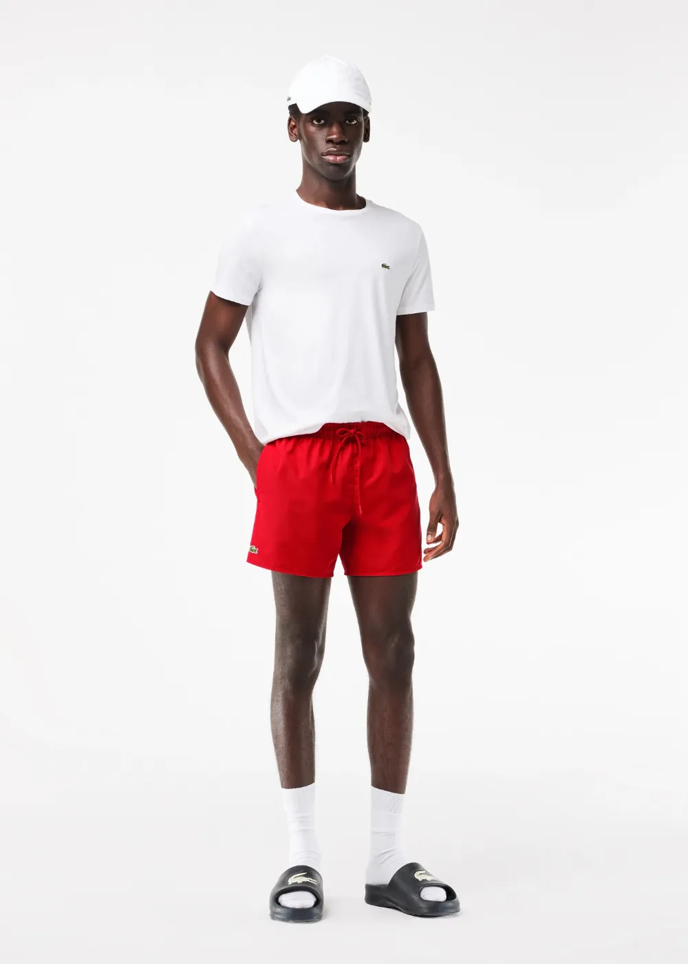 Short de bain Lacoste rouge