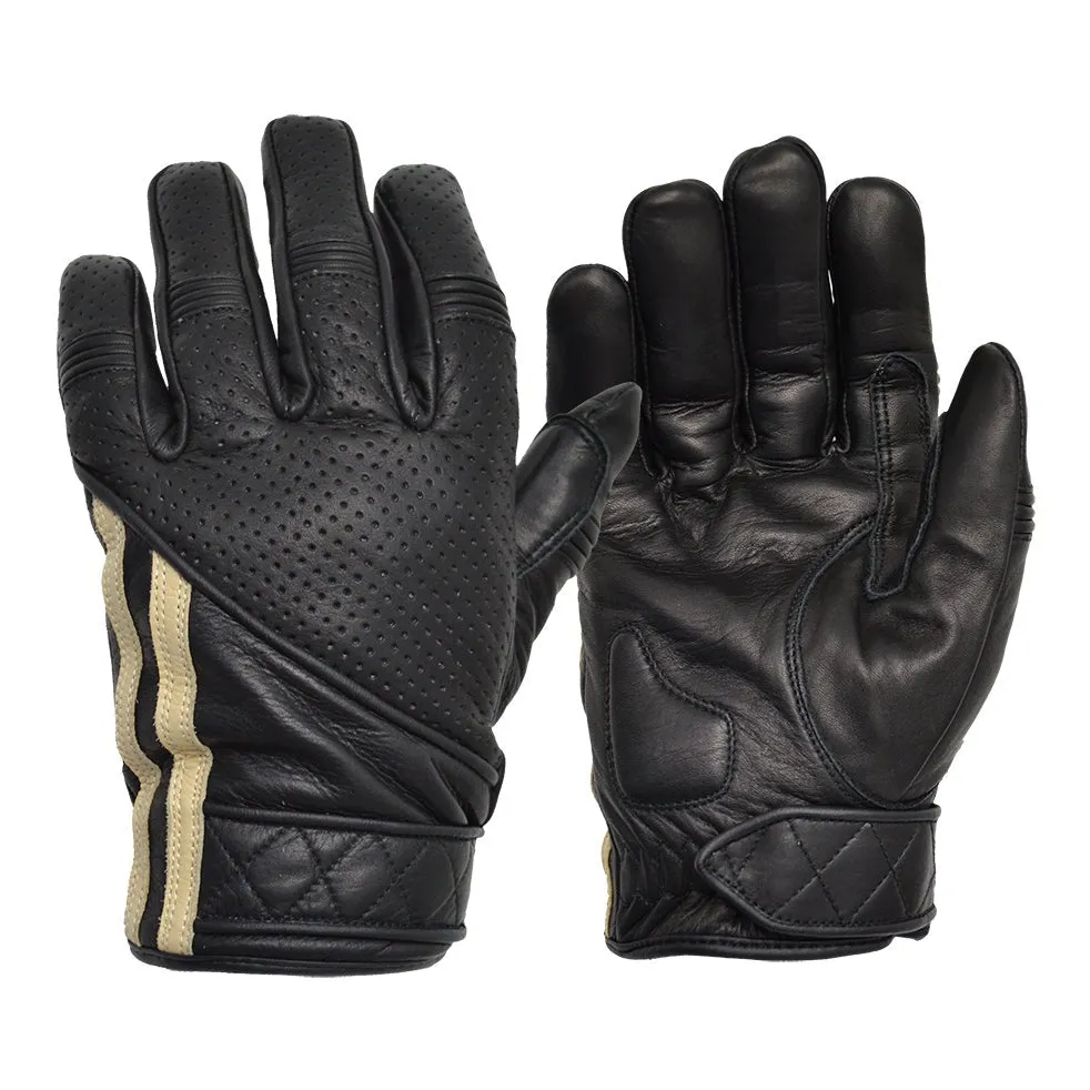 Short Racing Stripe Cafe Racer Gloves