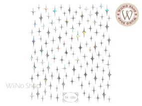 Silver Holographic Cross Star Adhesive Nail Art Sticker - 1 pc (TH-1036SH)