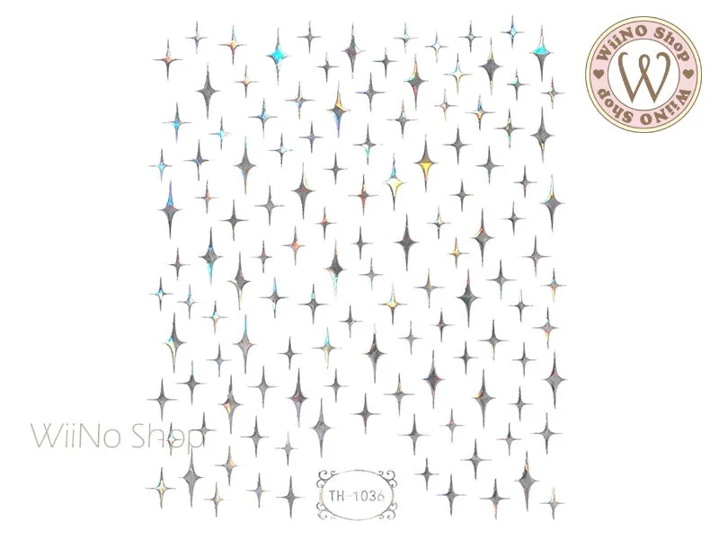 Silver Holographic Cross Star Adhesive Nail Art Sticker - 1 pc (TH-1036SH)