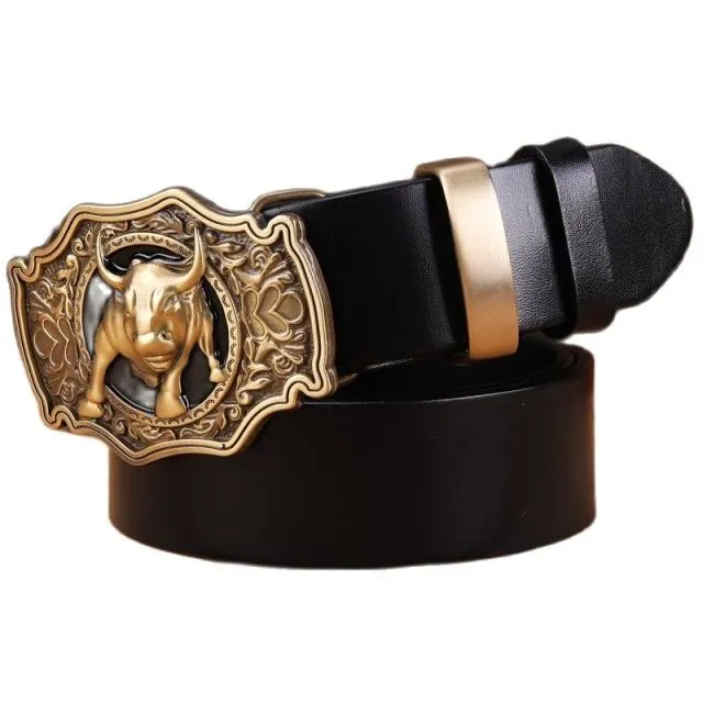 Solid brass buckle full grain cowhide 100% genuine leather designer belt men high quality luxury cowboy brown black camel real