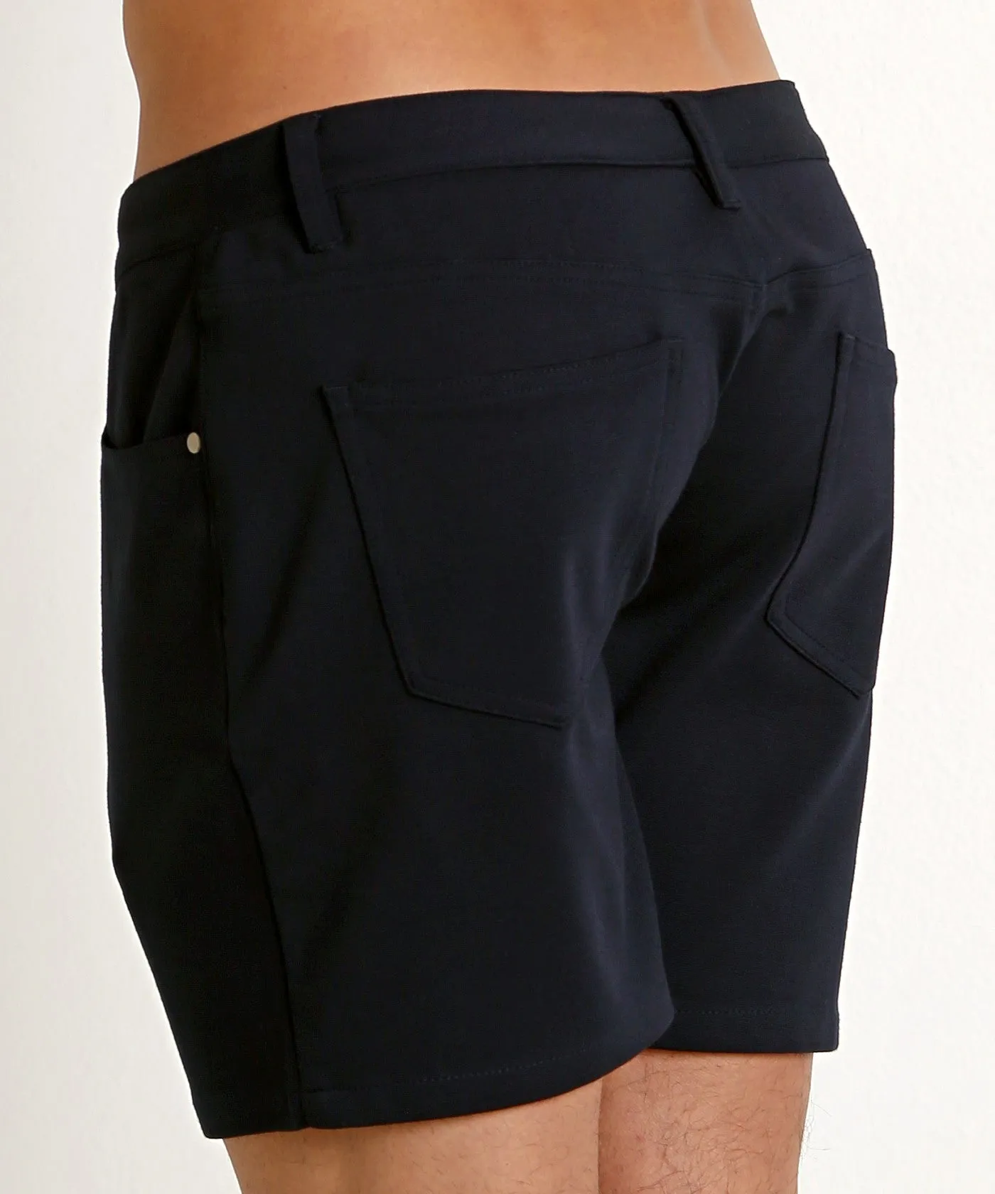 Stretch Knit Shorts (5 inseam) (Navy)