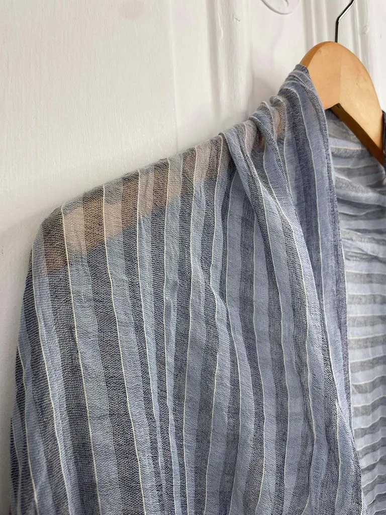 Stripe Raw Edge Scarf - Denim