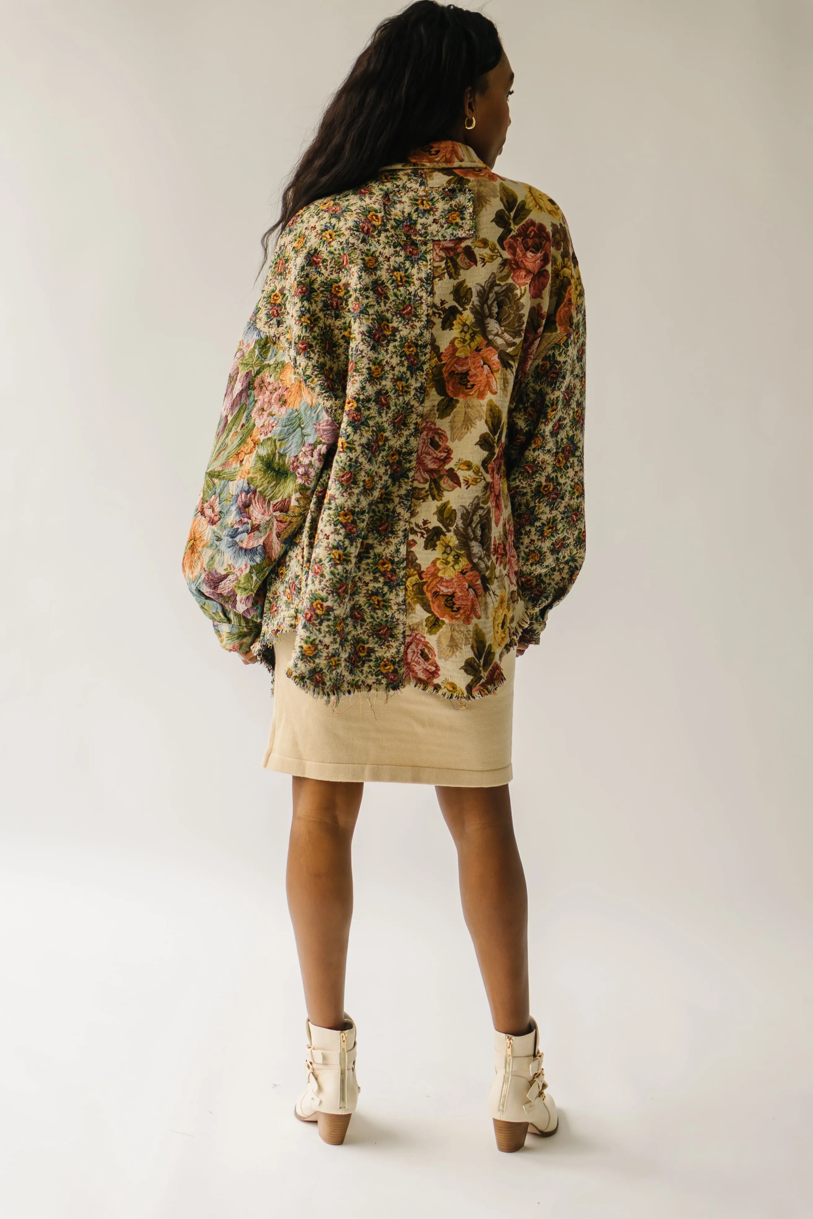 Orange Multi Cornelia Floral Printed Oversized Shirt Jacket