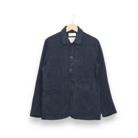 Universal Works Bakers Jacket 29104 Harris Tweed navy herringbone