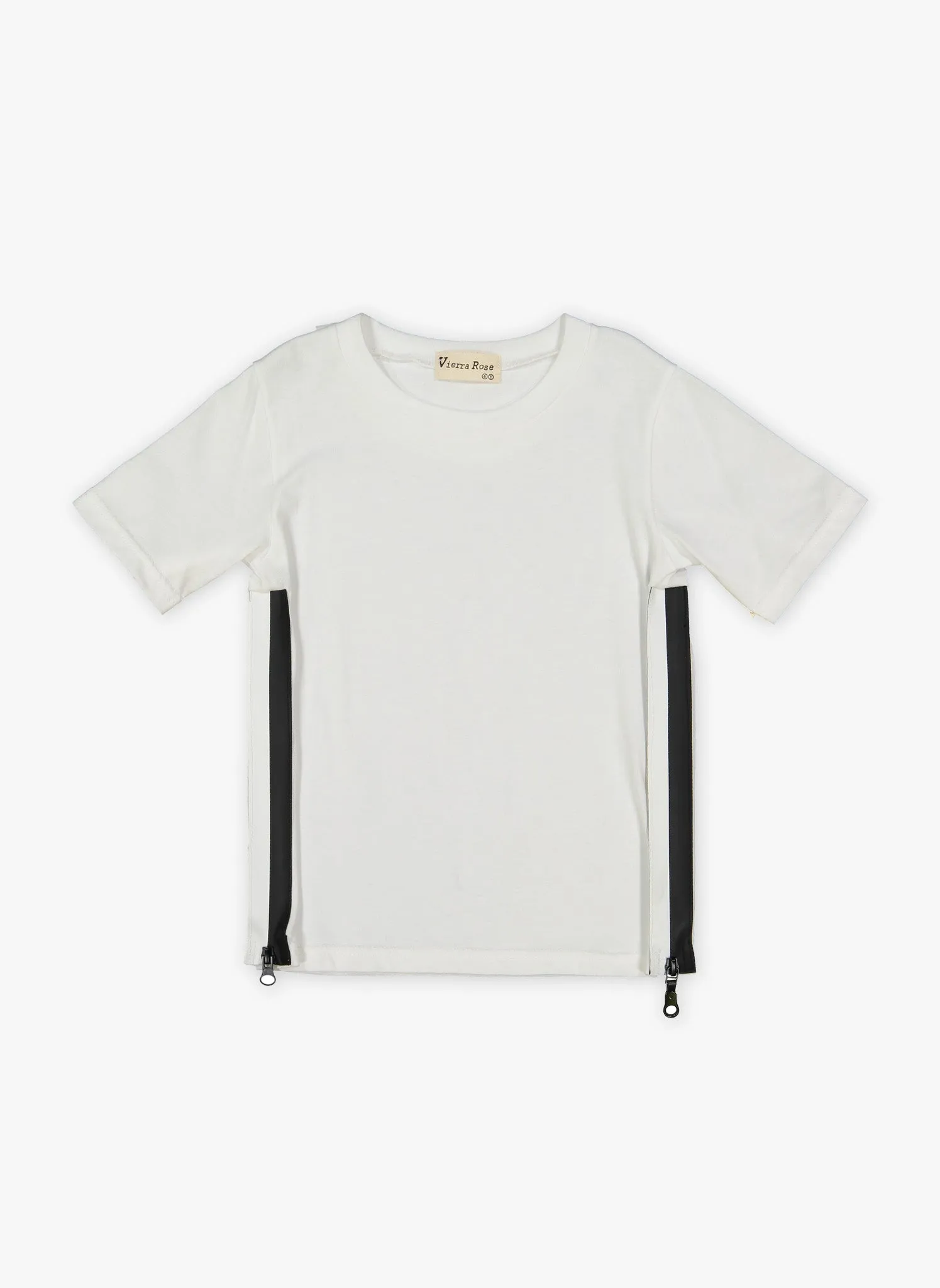 Vierra Rose Tia Zipper Side Tee in White