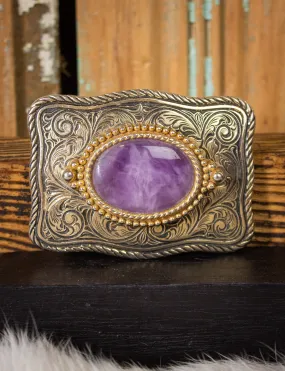 Vintage Amethyst Quartz Belt Buckle