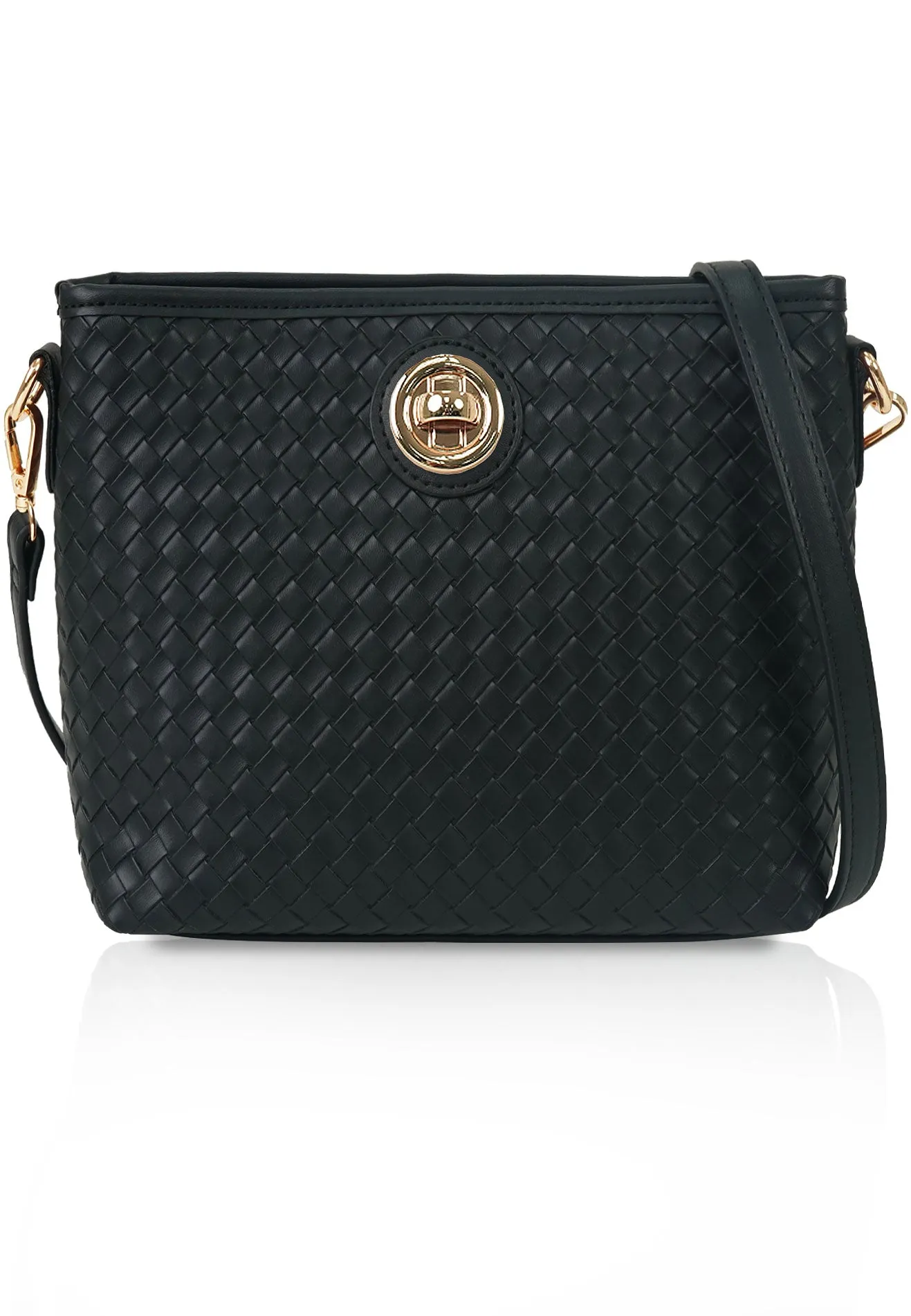 VOIR HANNAH Woven Embossed Zipper Crossbody Bag