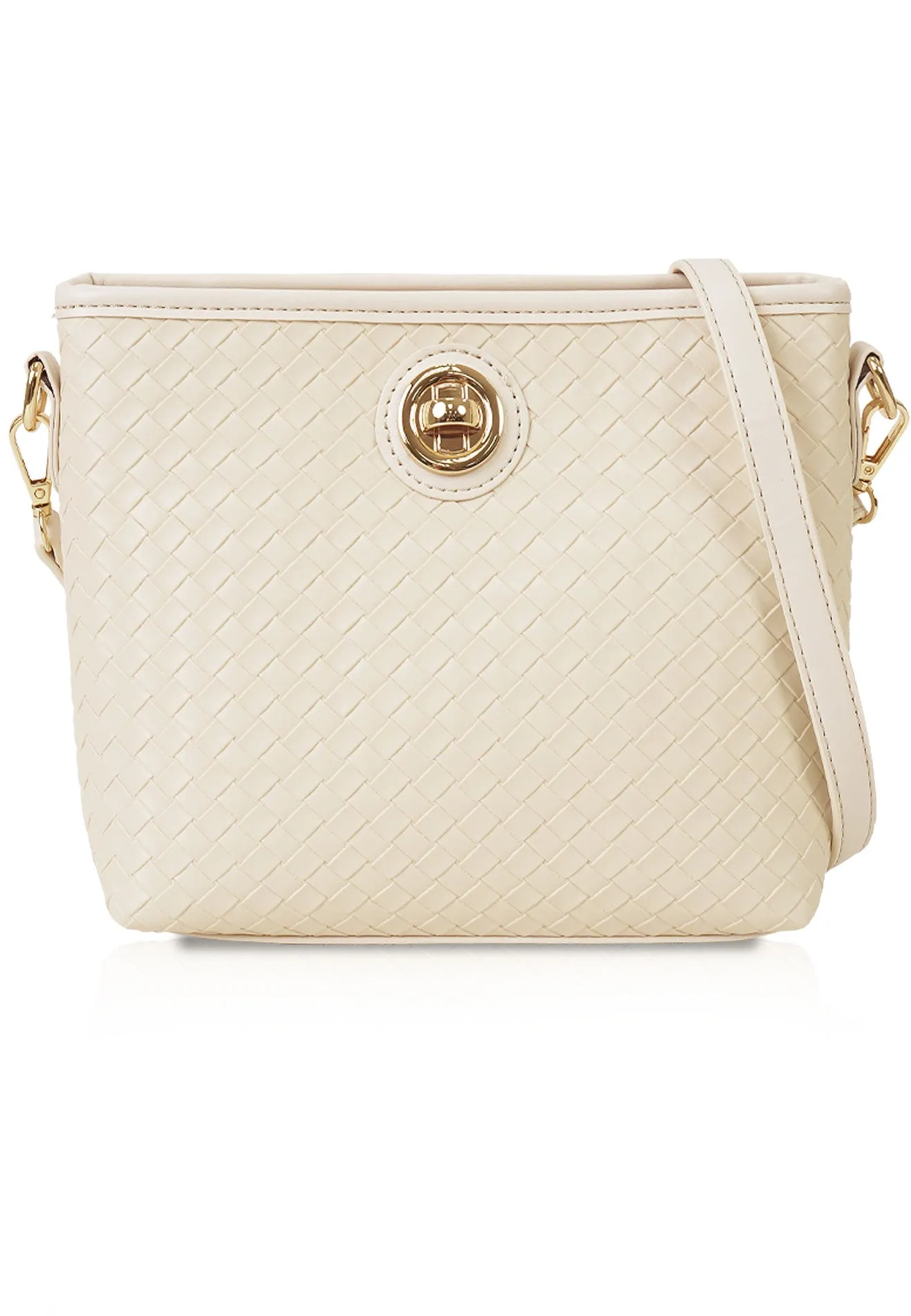 VOIR HANNAH Woven Embossed Zipper Crossbody Bag