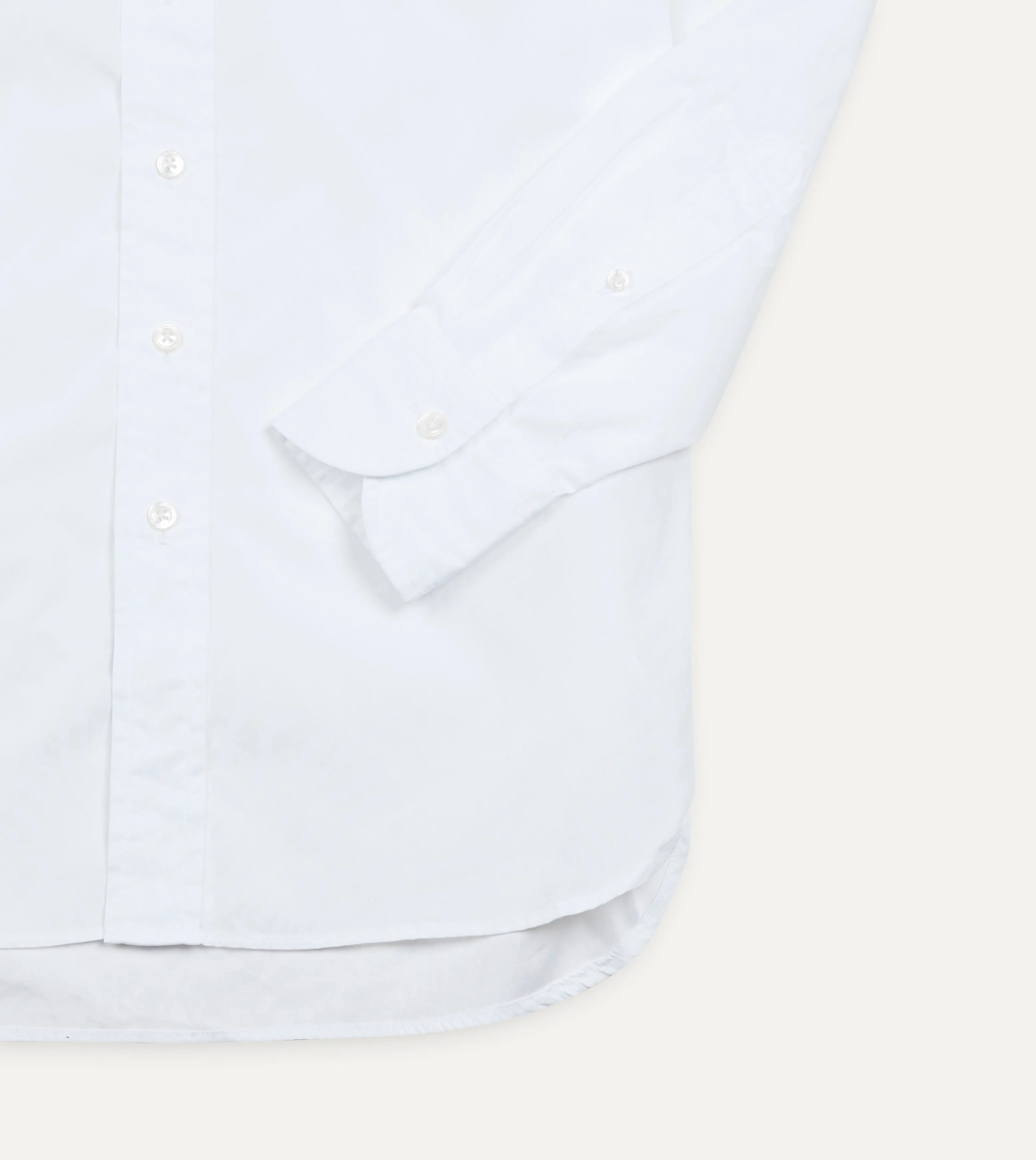 White Cotton Pocket Poplin Button-Down Shirt