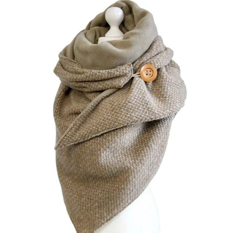 Winter Scarf For Women Fashion Solid Dot Printing Button Soft Wrap Casual Shawl