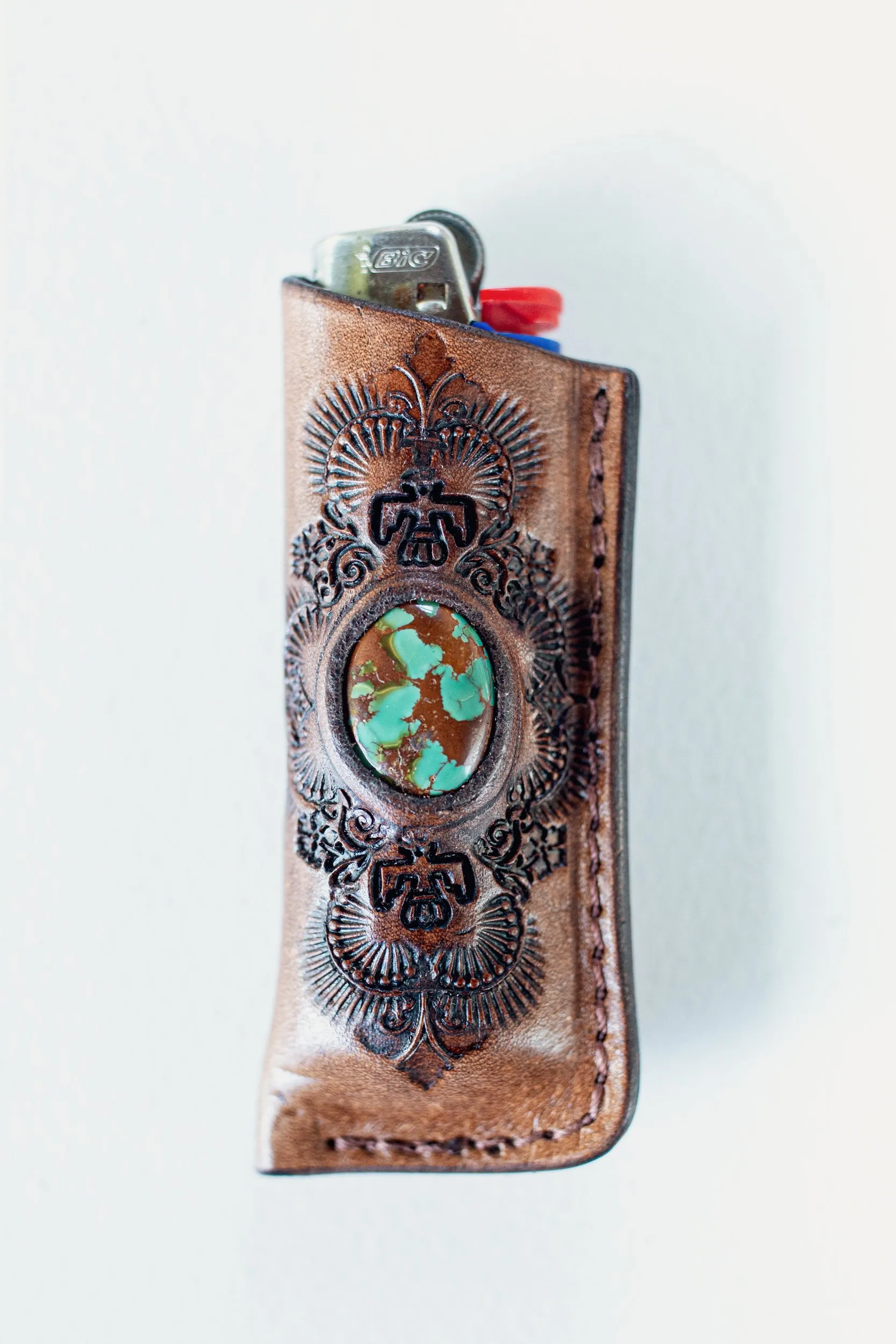 Woodstock Lighter Case with Turquoise