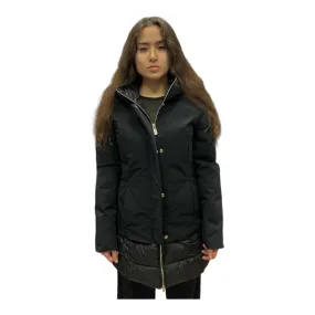 Yes Zee Women's coat with leather inserts O086/NT00 0801 black