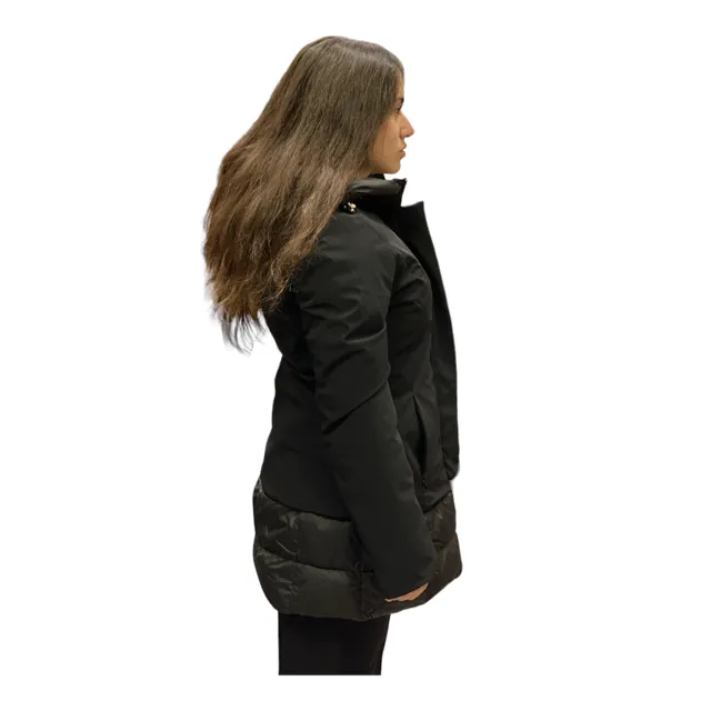 Yes Zee Women's coat with leather inserts O086/NT00 0801 black